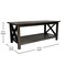 Merrick Lane Matty Rustic Coffee Table with Lower Shelf, Farmhouse Style Solid Wood Accent Table